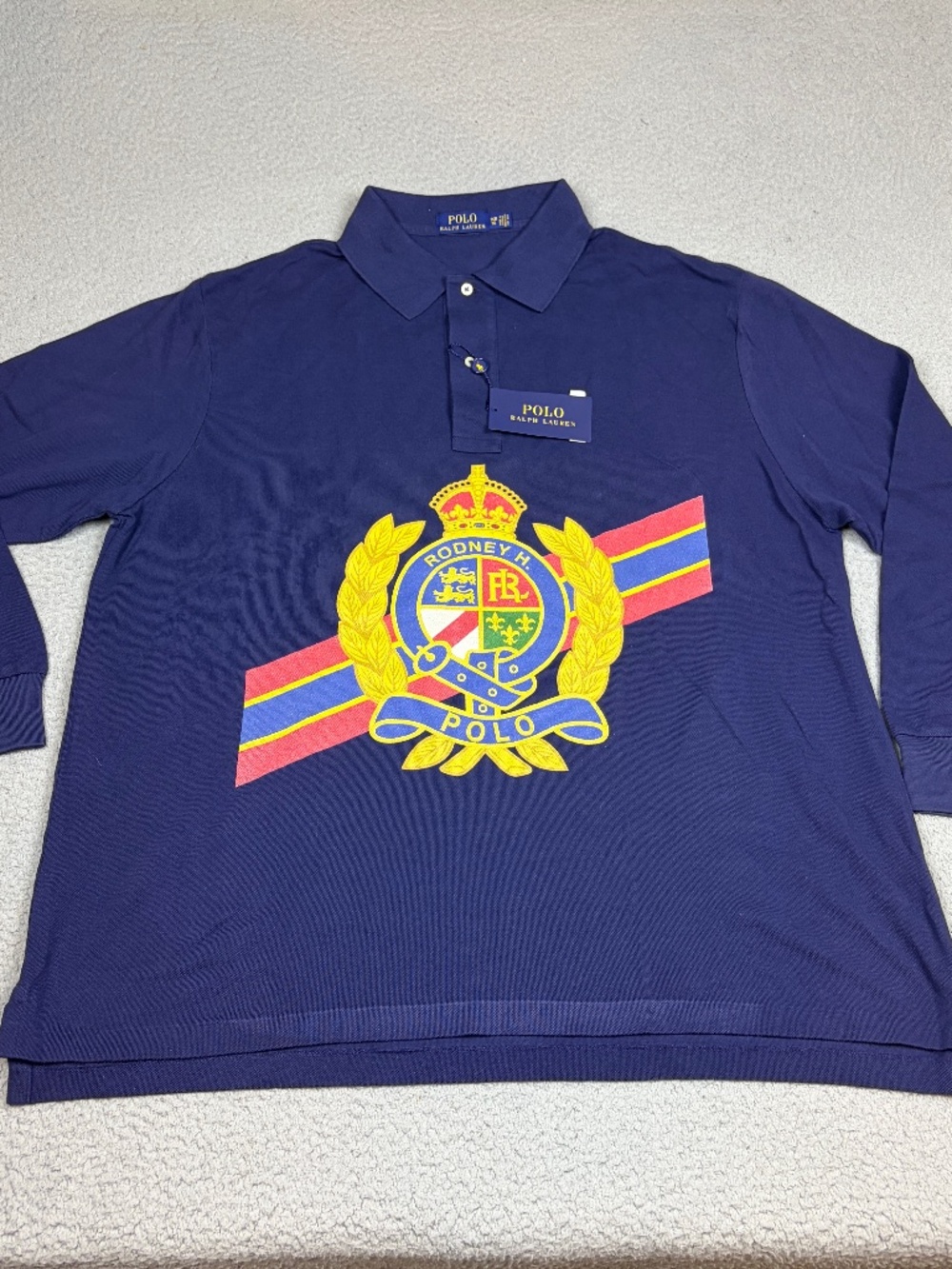 NWT Polo Ralph Lauren Shirt 1XB Navy CYO Custom Rodney 1-1 Casual Long Sleeve